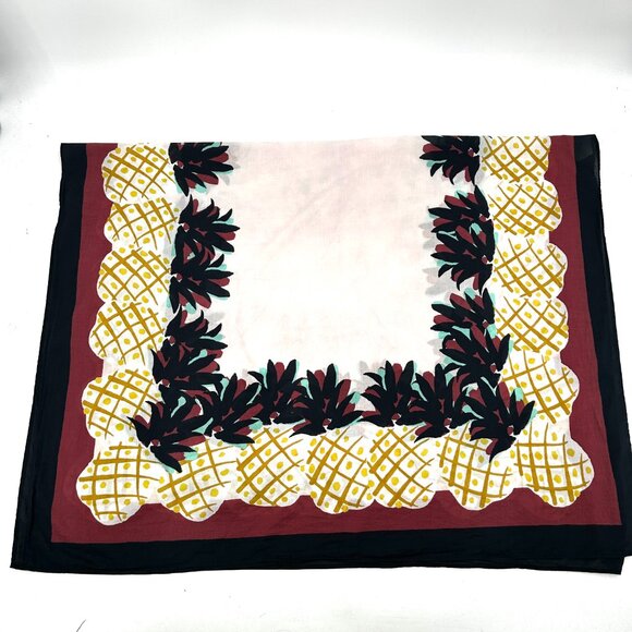 KATE SPADE *Flawed* Burgundy Yellow Pineapple Print Lightweight Fall Scarf Shawl - Picture 2 of 5